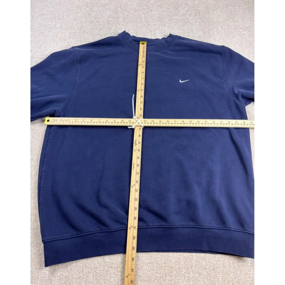 Vintage Nike Crewneck Sweatshirt Navy Blue Embroidered Mini Swoosh Mens XXL